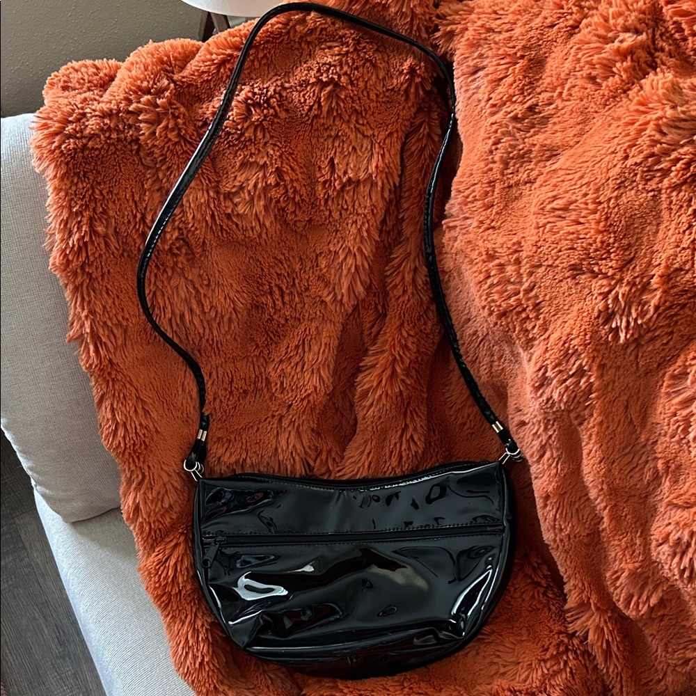 Black Patent Leather Shoulder Bag